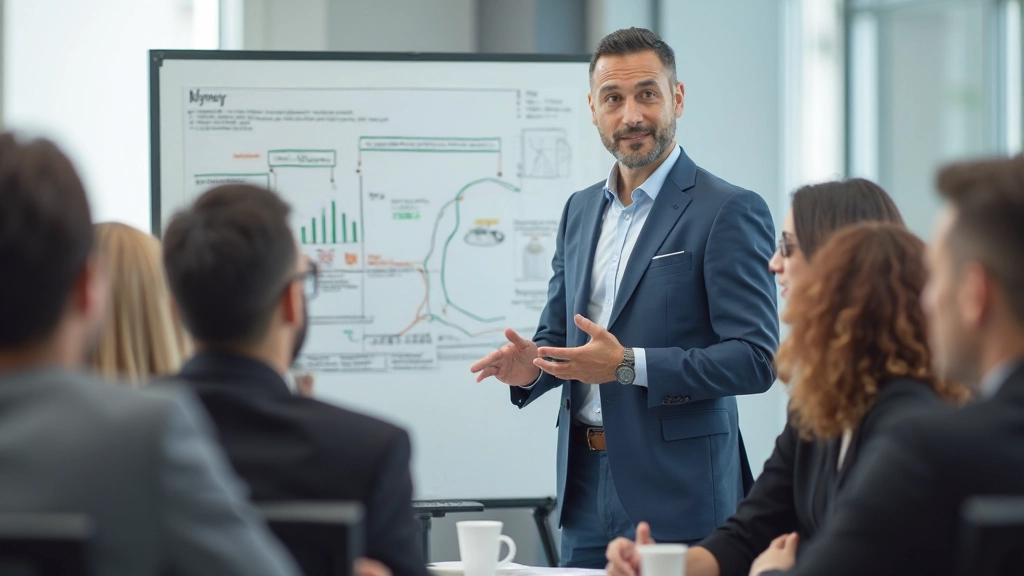 Профессиональная фотография менеджера проекта, ведущего встречу команды и обсуждающего сроки проекта